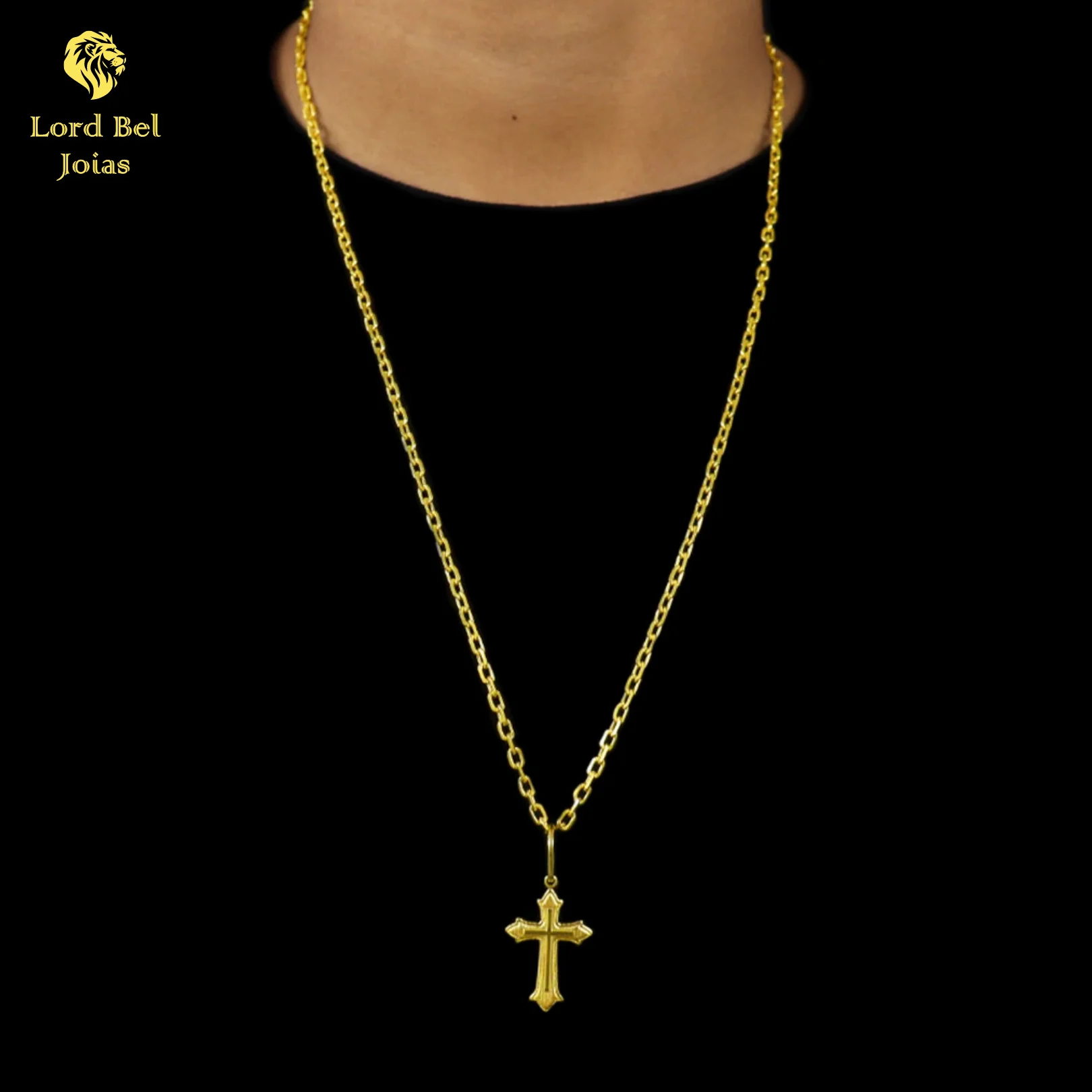 4mm Quina Padlock Chain Kit + Nordic Gold Crucifix Ancient Coin Pendant identical to 18K Gold Eternal Guarantee in Color!