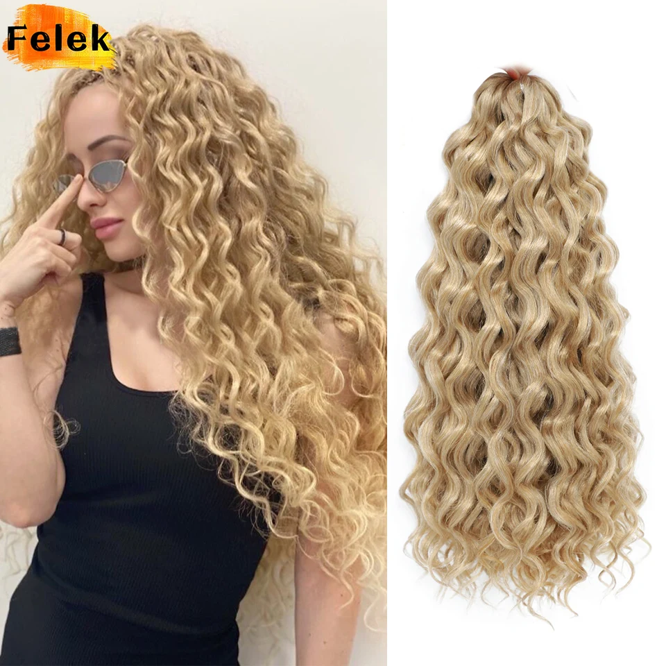 

Ocean Wave Braiding Hair Extensions Deep Wavy Twist Crochet Hair Synthetic Afro Curly Hawaii Ombre Pink Crochet Braids For Women