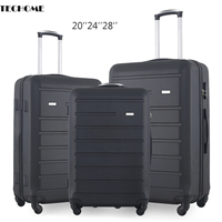 TECHOME 3PCS Premium ABS 20''24''28'' Suitcase Rolling Luggage Set Unisex Spinner Trolley valise de voyage à roulette Set