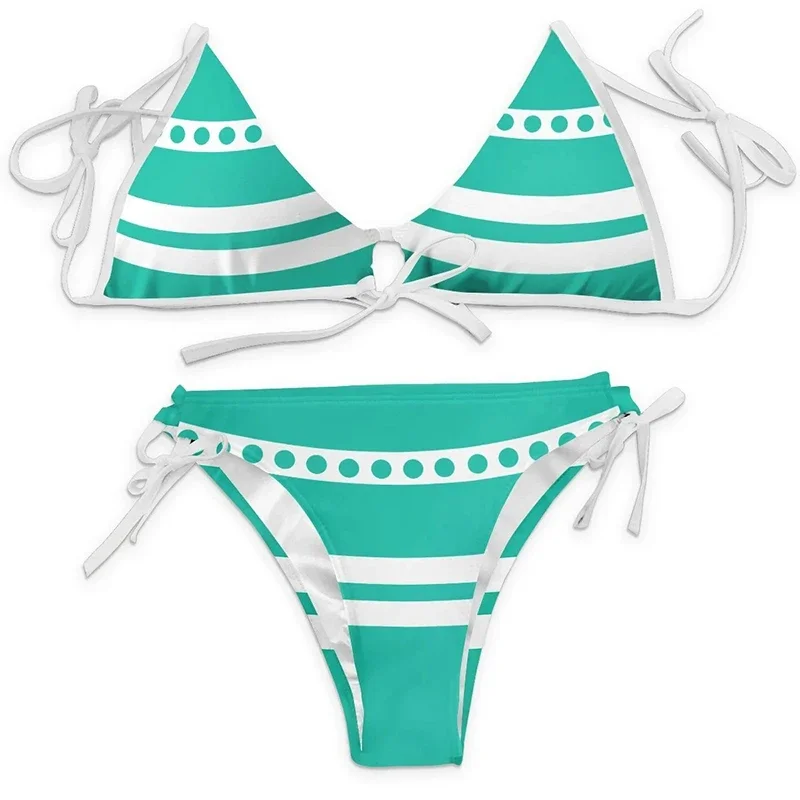 Anime Cartoon Druck Badeanzug Bikini Nami Cosplay Kostüm Frauen Sexy Sommer Bademode Outfits Halloween Party Anzug