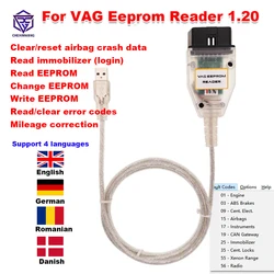 For VAG Eeprom Programmer Reader 1.20 Clear Reset Airbag Crash Data Read Write Eeprom Immobilizer Mileage Correction 1997-2003