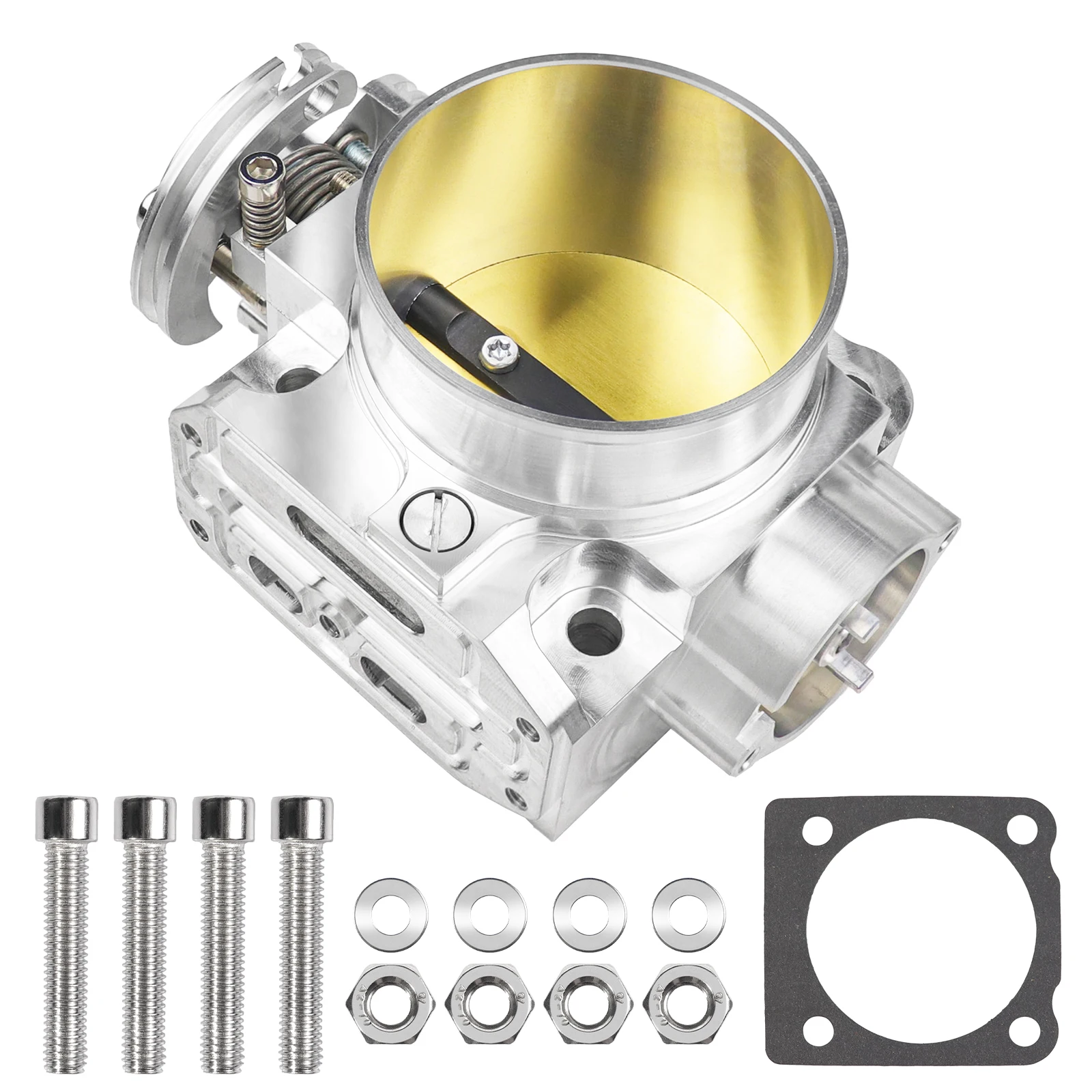 70mm CNC Billet Aluminum Throttle Body Mechanical Cable Drive High Performance Racing Intake Throttle Valve Kit with Gasket