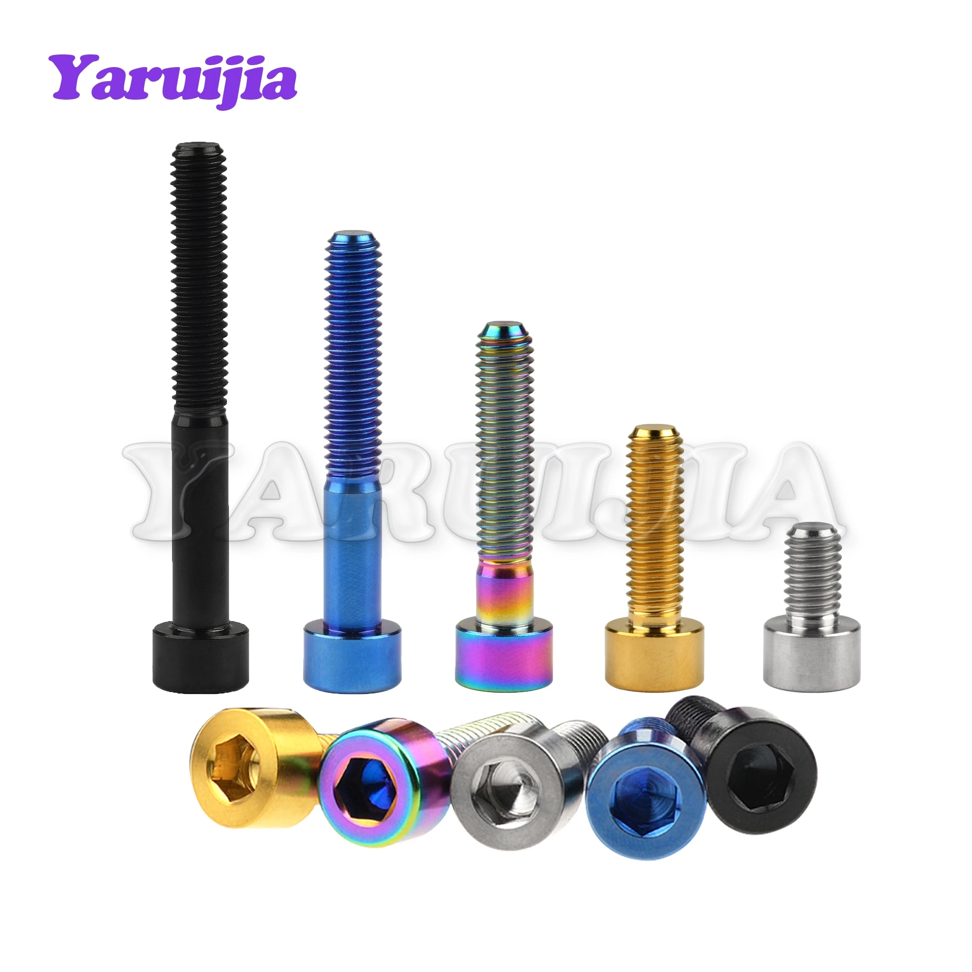 Yaruijia Titanium Bolts M5/M6x10/12/15/16/18/20/23/25/30/35/40/45/50/55/60/65mm Allen Key for Bicycle Stem Seatpost Bike Parts