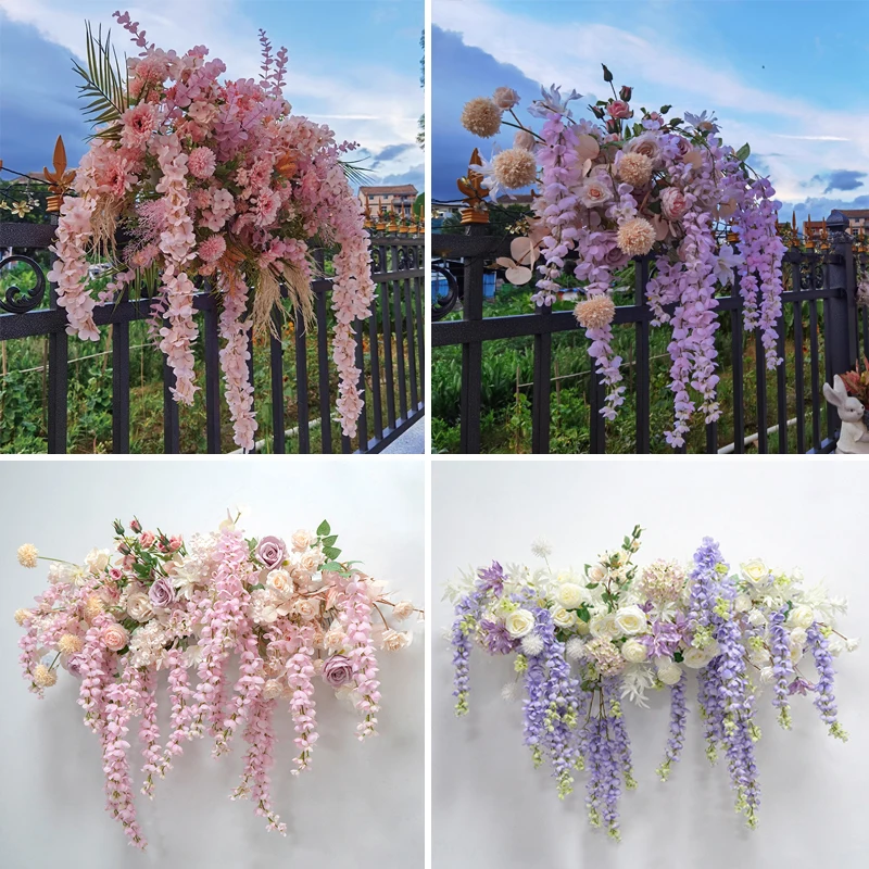 Decoration Wall Hanging Simulation Hanging Arbor Flower Row Outdoor Wedding KT Board Background Garden Layout Fake Flower Arch