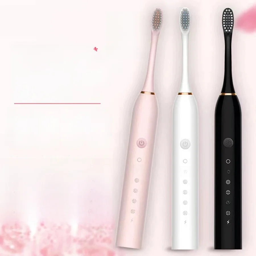 Brosse à dents électrique ultrasonique, Six modes de vitesse, cheveux doux, chargement USB, étanche, nettoyeur de dents pour adultes, ensemble automatique pour Couple