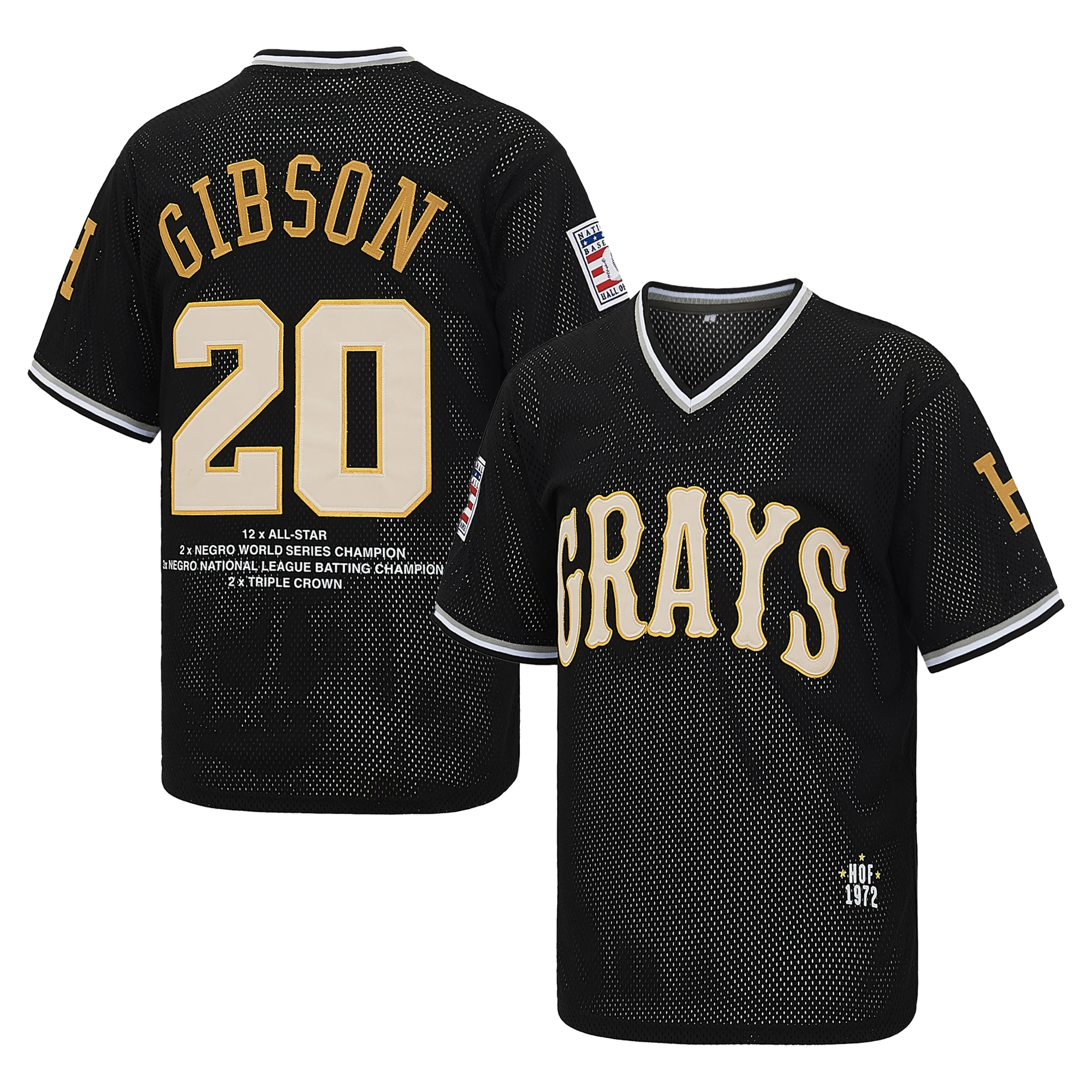 Men's Homestead Grays Josh Gibson #20 Baseball Jersey Embroidered V-Neck Pullover Negro League 1972 Fan Apparel Unisex