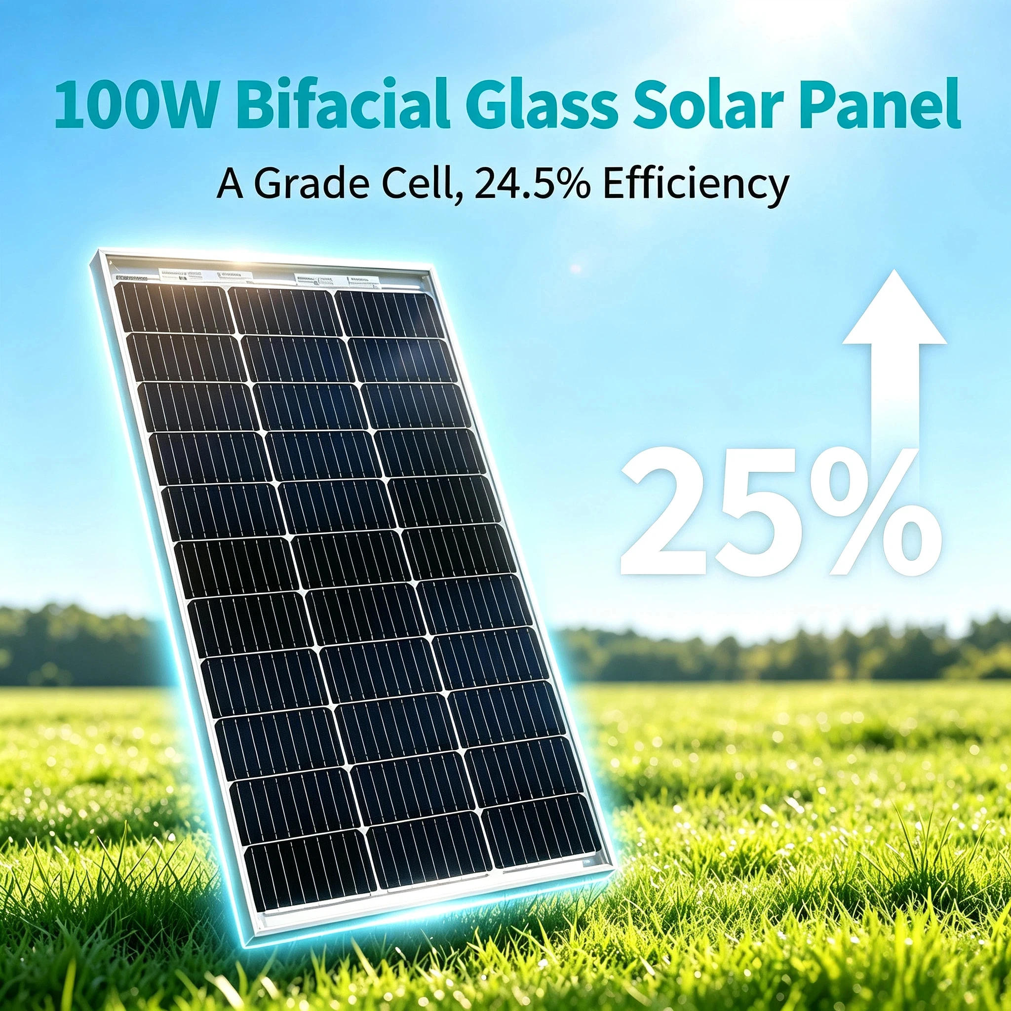 200W Bifaziales Glas-Solarmodul Hocheffizientes Gehärtetes Solarmodell, Wasserdicht, Langlebig & Korrosionsbeständig für Wohnmobile, Boote, Gärten, Balkone – Detail 1