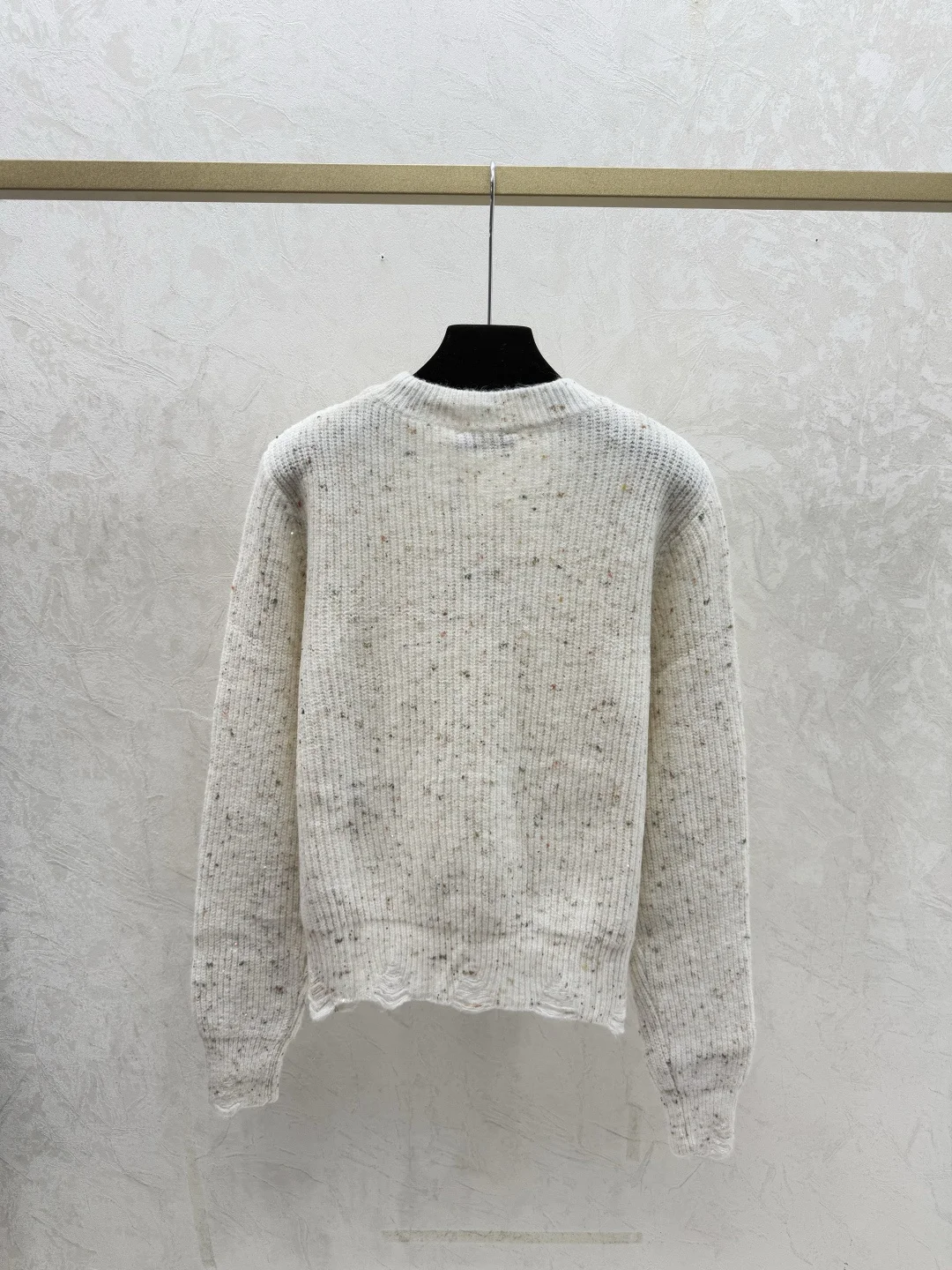 

25 Autumn/Winter Women's New Product Wave Dot Long Sleeve Temperament Solid Color Hoodie Round Neck Knitted Sweater