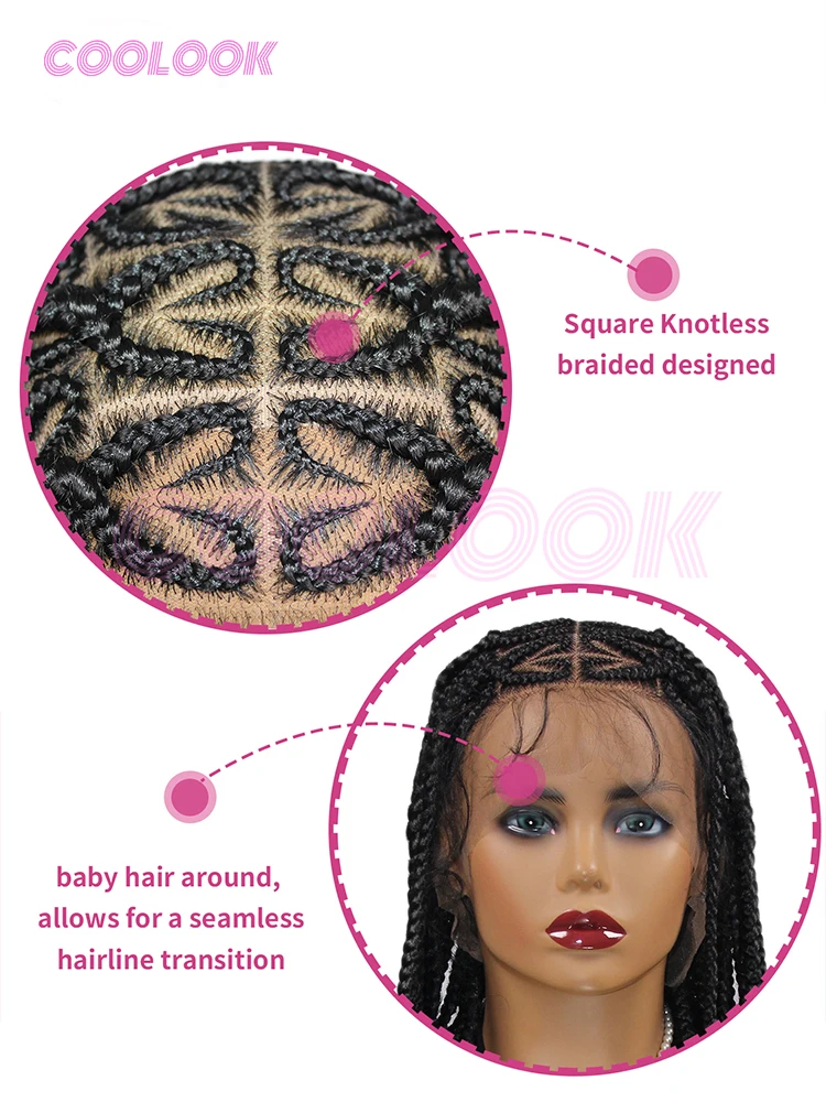 

36-дюймовый парик с косами в форме сердца, синтетические полные кружевные плетеные парики для женщин, плетеные парики с кружевной передней частью