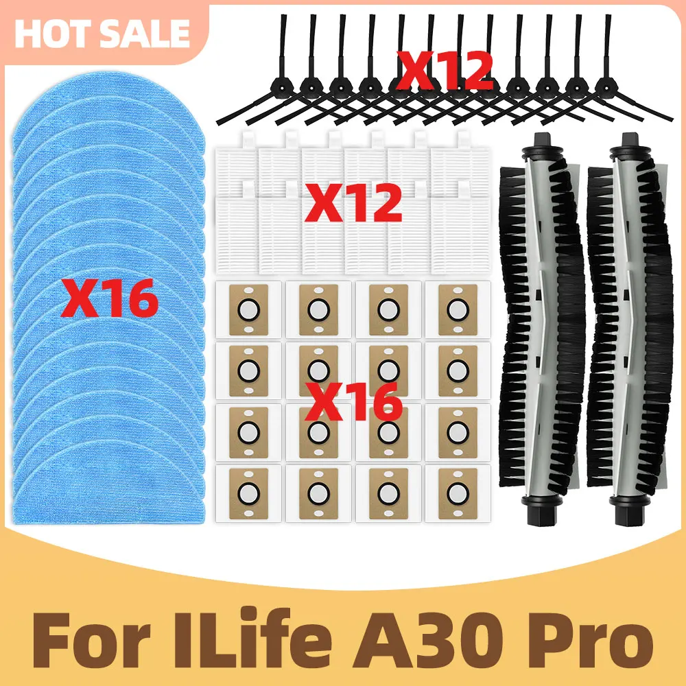 

Подходит для робота-пылесоса ILife A30 Pro Основная щётка Боковая щётка HEPA-фильтр Салфетка для мытья Пылесборник Аксессуары для замены Запасные части