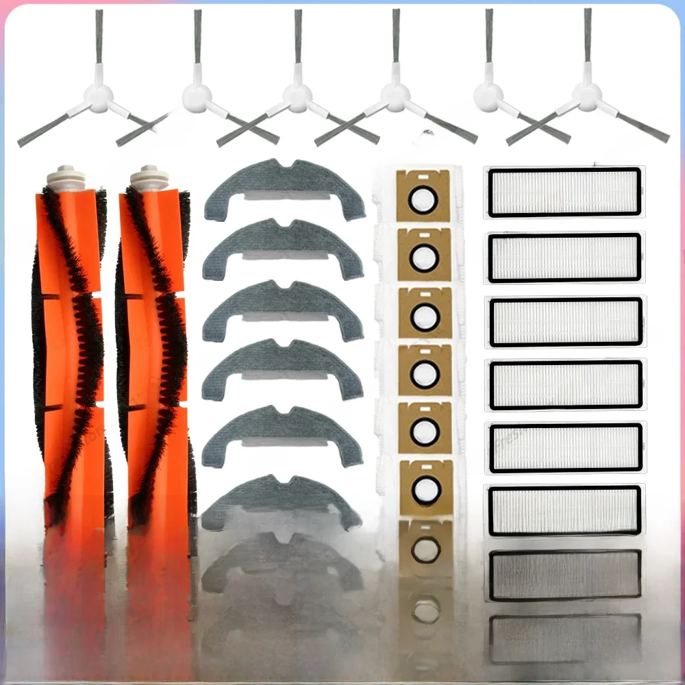Compatible avec les pièces de rechange et accessoires pour l'aspirateur Dreame Bot D9 Plus RLD11GD Brosse latérale principale Filtre Hepa Tissu serpillère Chiffon à poussière