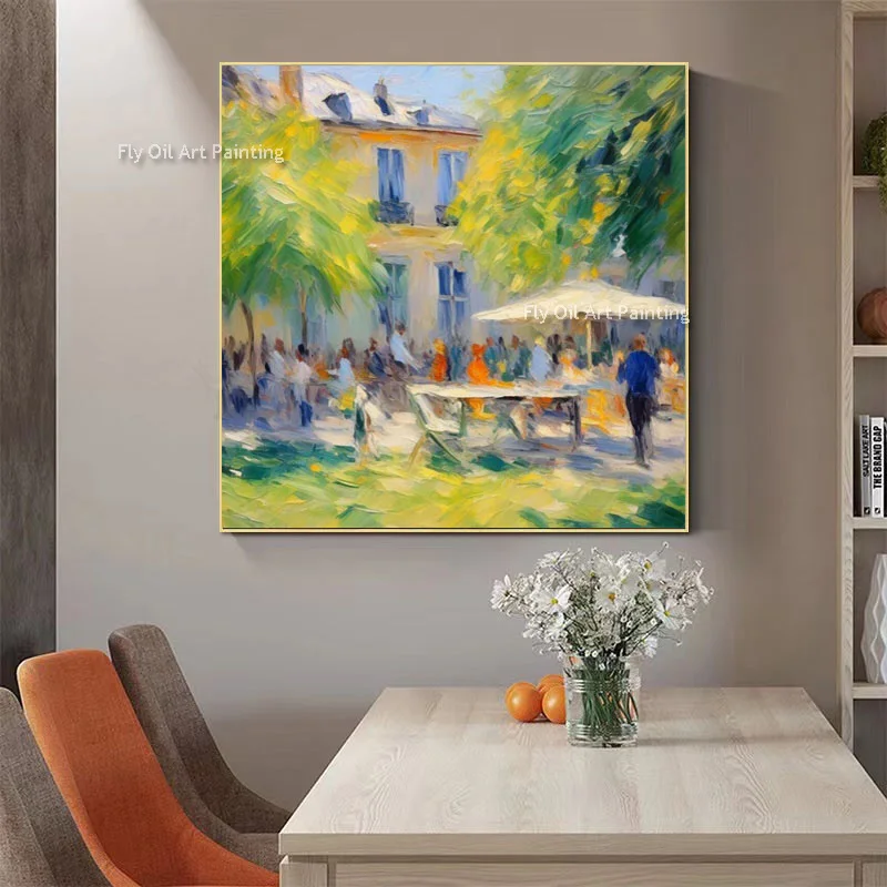 Modern Cityscape Stree View Oil Painting Hand Painted Busy People Canvas Painting Abstract Wall Art For Living Room Home Decor