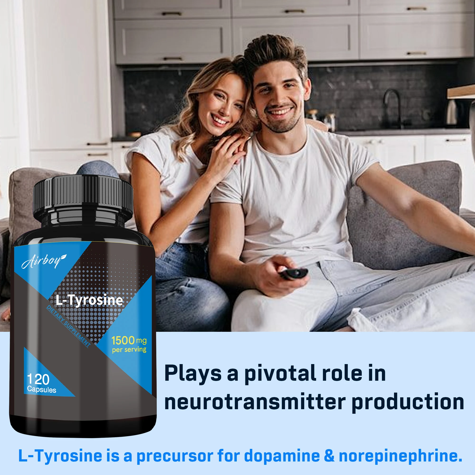 L-Tyrosine يدعم إنتاج الطاقة الطبيعية والتغذية الرياضية ويدعم الذاكرة والتركيز ، كبسولات