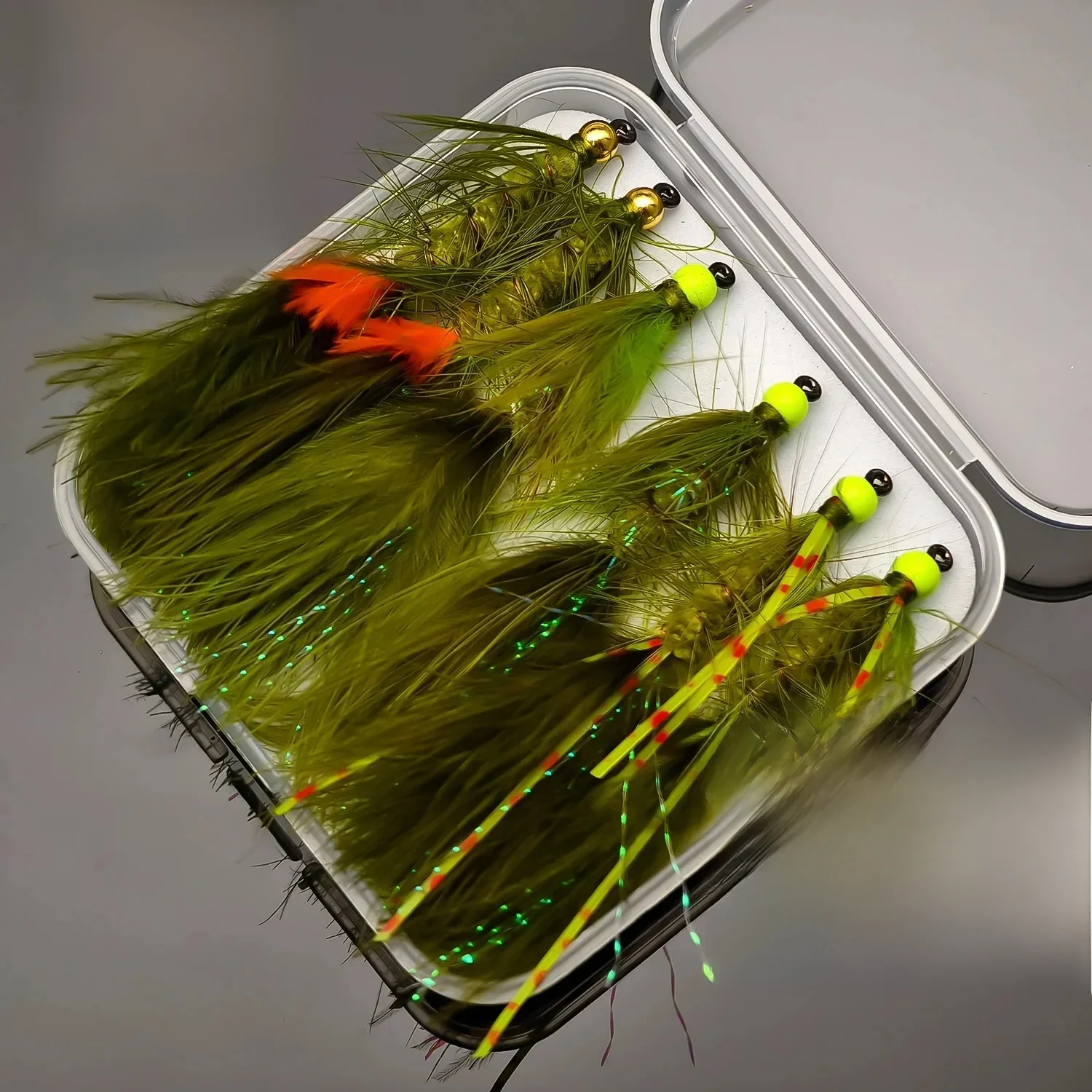 ANFS 3pcs/6pcs Metal Bead Woolly Bugger, Olive Streamers Fly-For Forel, Zalm, Snoek & Bass Fishing - Vliegvissen Lokt met Rayon - afbeelding 2