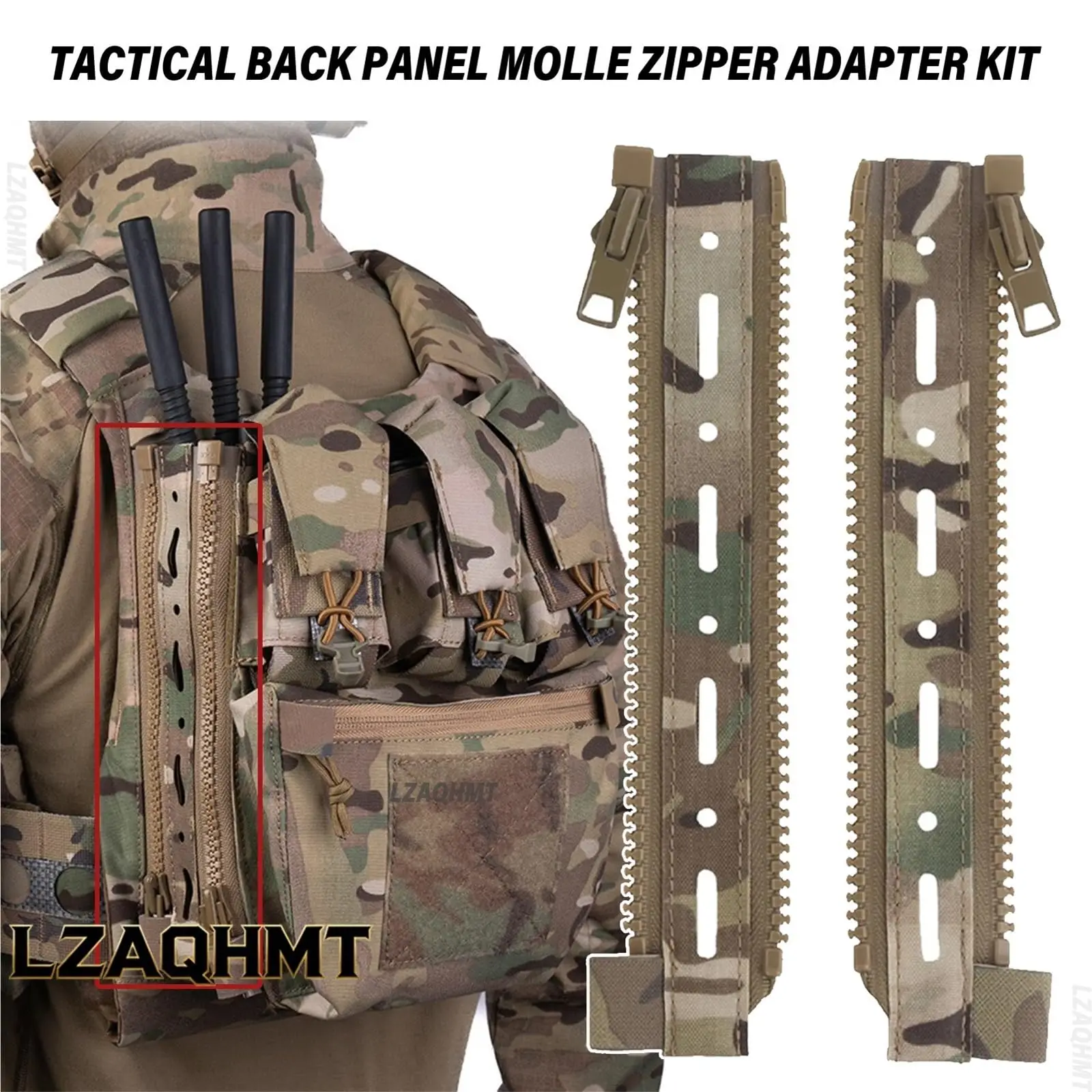 Zippered Back Panel Extension Adapter Molle Attachment for V5 Tactical Vest Lightweight Carrying Capacity Upgrade for Airsoft