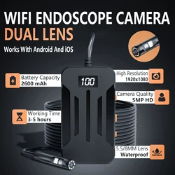 5.5 8mm Dual Lens Wifi Industrial endoscopio Camera strumenti di ispezione tubi boroscopio automobilistico per Smartphone Android Iphone Ios