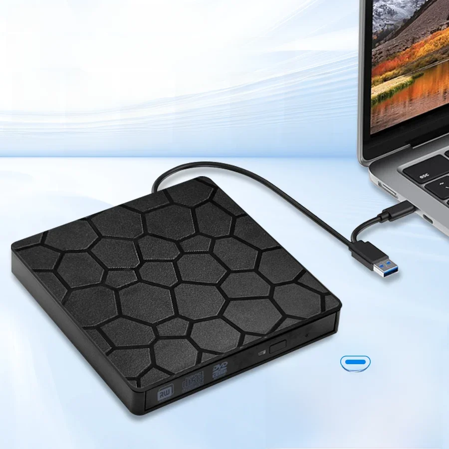 Unidade externa de DVD RW para laptop, gravador de CD Slim, gravador e leitor, leitor óptico, USB