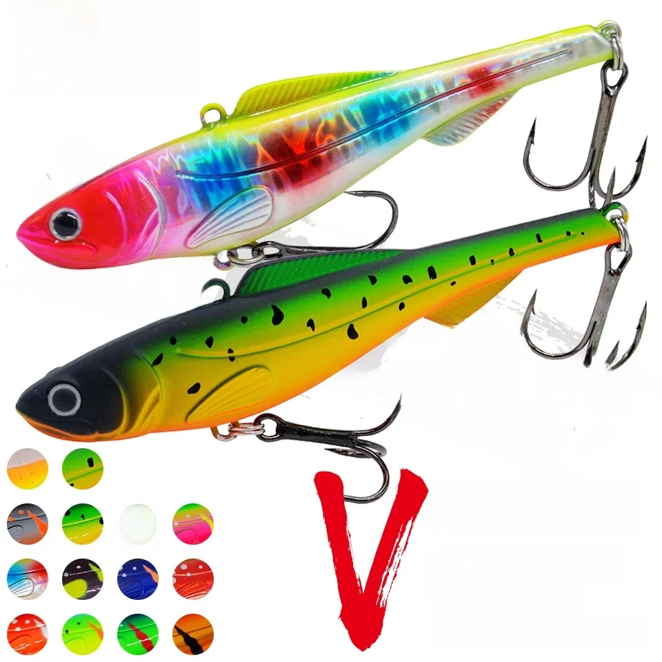 WALK FISH New 1Pcs VIB Fishing Lure 9cm/26g Sinking Winter Ice Isca Artificial Rattlin Vibration Crankbait Treble Hook Hard Bait — zdjęcie 2