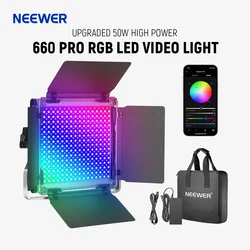 Neewer 660 PRO RGB LED 비디오 조명, 앱 제어, 360 ° 풀 컬러 비디오 조명, Banddoor, U 마운트, 스튜디오 사진용, 50W