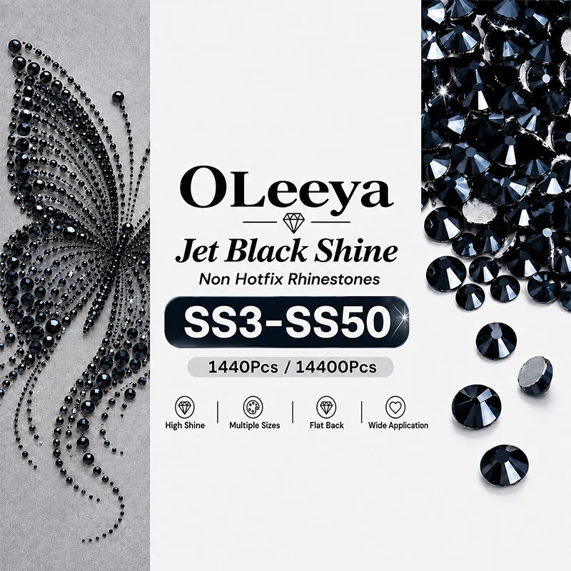 OLeeya Wholesale SS3-SS50 14400PCS/PACKS Glass Rhinestones Crystal Glue Flatback 3D Stones For Nail Art Decoration Clothing DIY