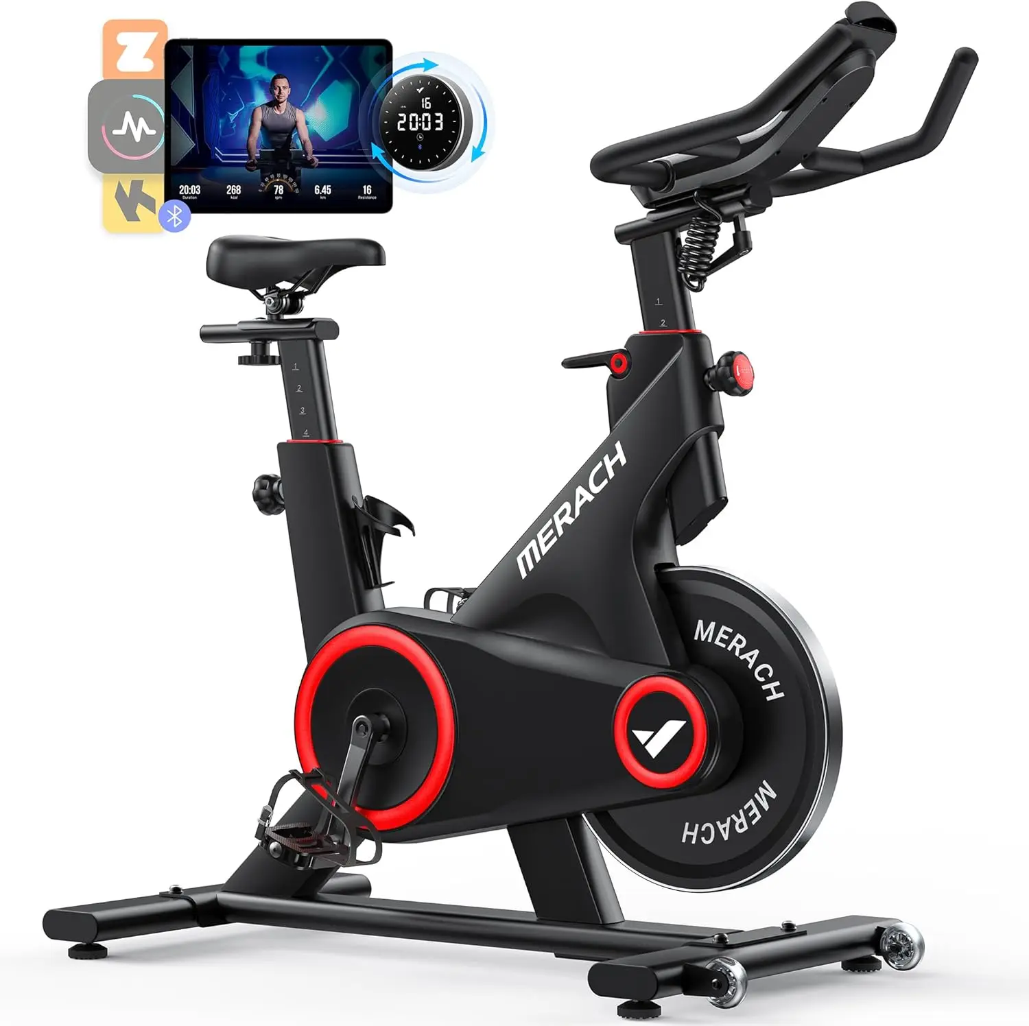 

MERACH Indoor Exercise Bike with Auto Resistance Bluetooth Stationary Bike with APP Data Tracking & Tablet Holder Cycling Bike