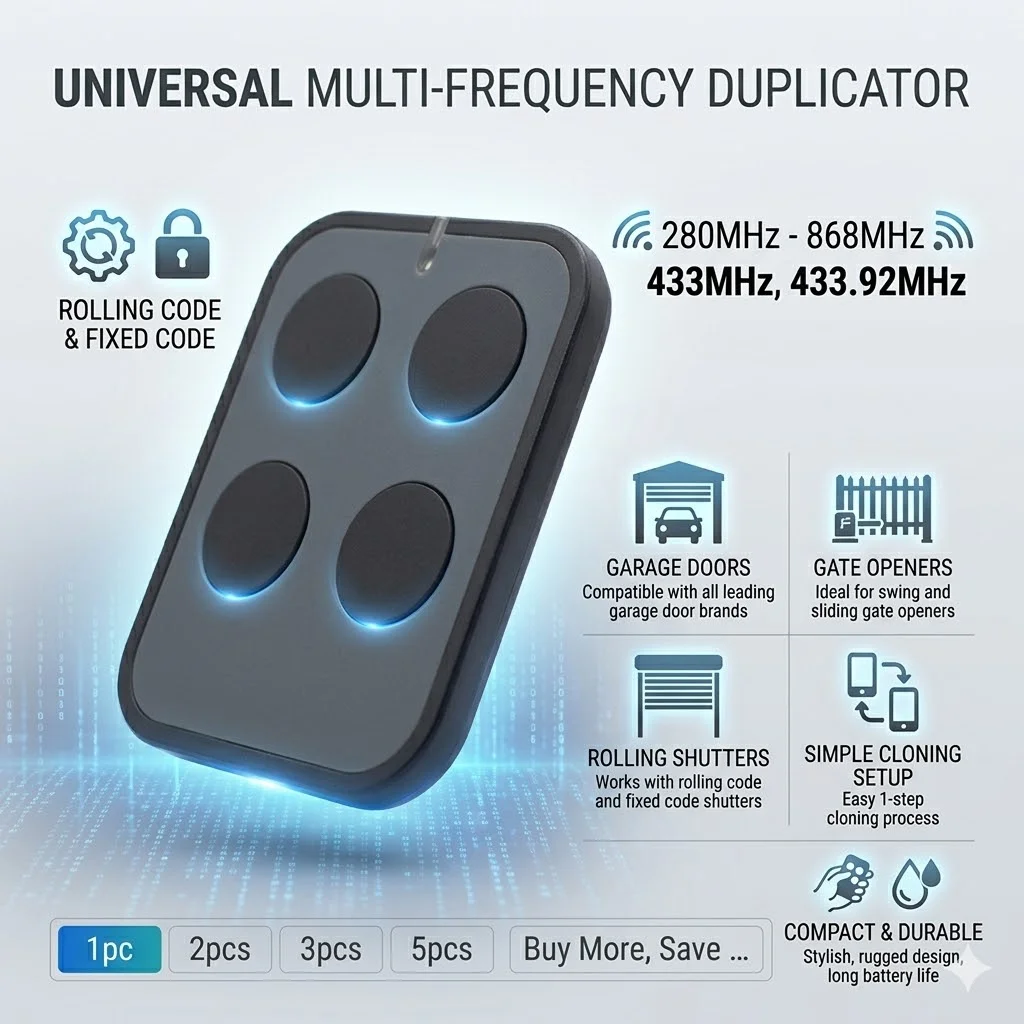 

1/2/3/5PCS Universal Multi-Frequency wireless Rolling Door Remote Control 433MHz 433.92MHz Gate Opener Duplicator 280-868MHz