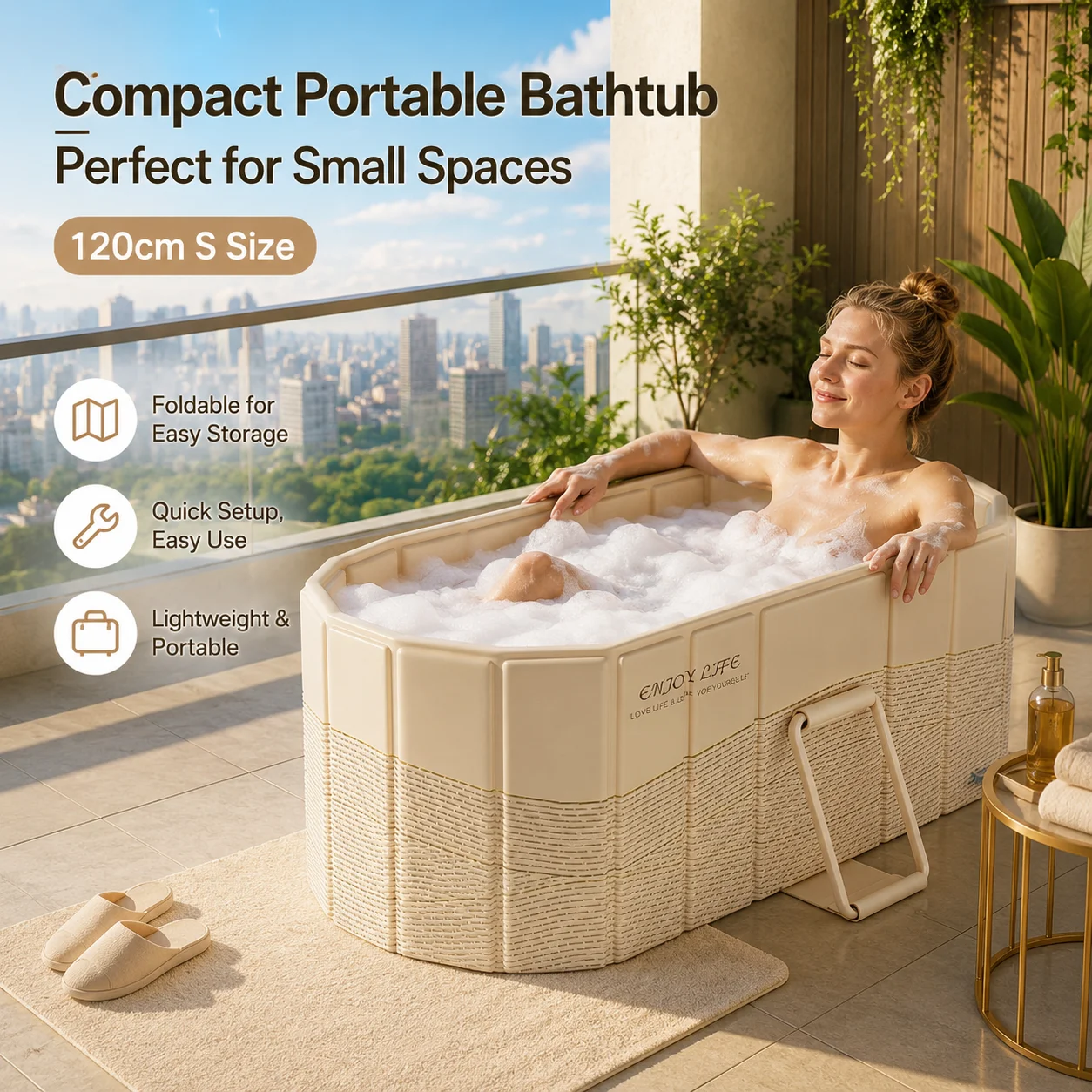 1PC Portable Foldable Bathtub for Adults 120/150cm Large Freestanding Soaking Tub for Hot Spa Ice Bath Bathroom Shower Stall