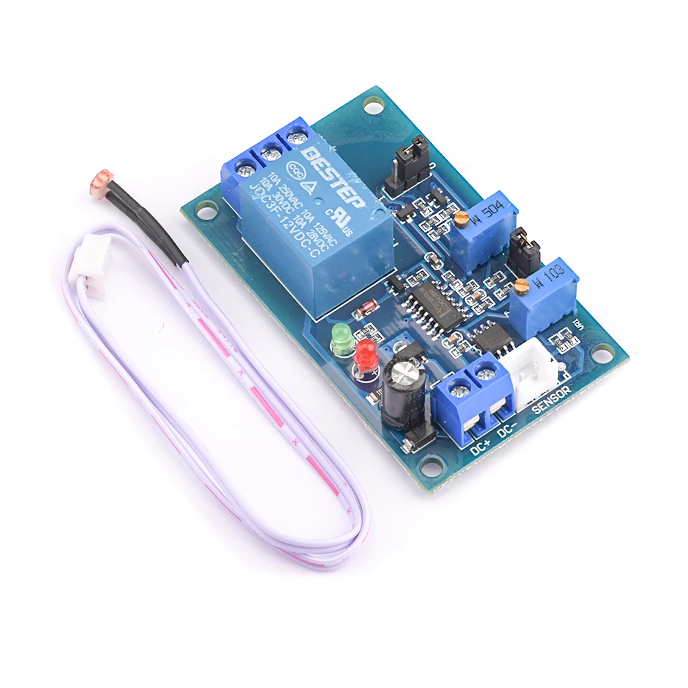 12V Light Photoswitch Sensor Switch LDR Photoresistor Relay Module Light Detection Photosensitive Sensor Board with cable