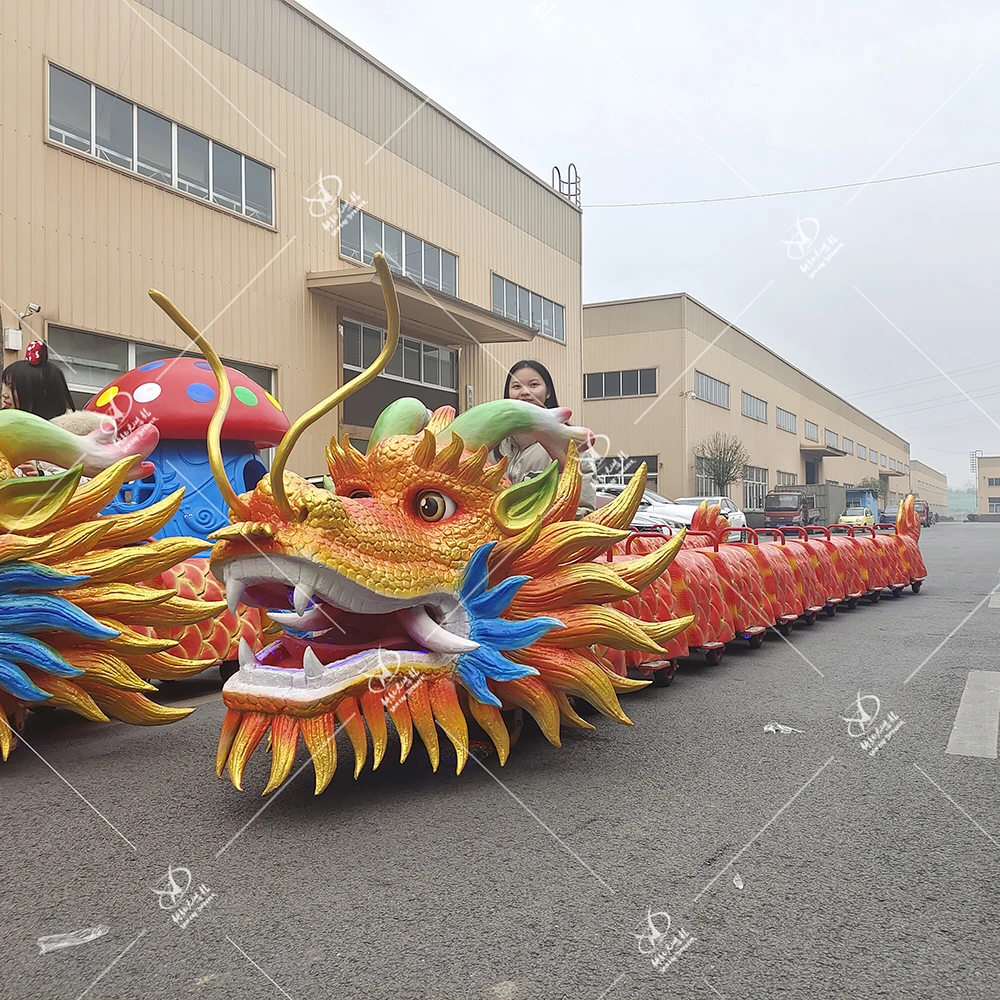 New Era Dinosaur Kids Animal Scooters for Mall Long Dragon Train Amusment Ride for Playground and Square