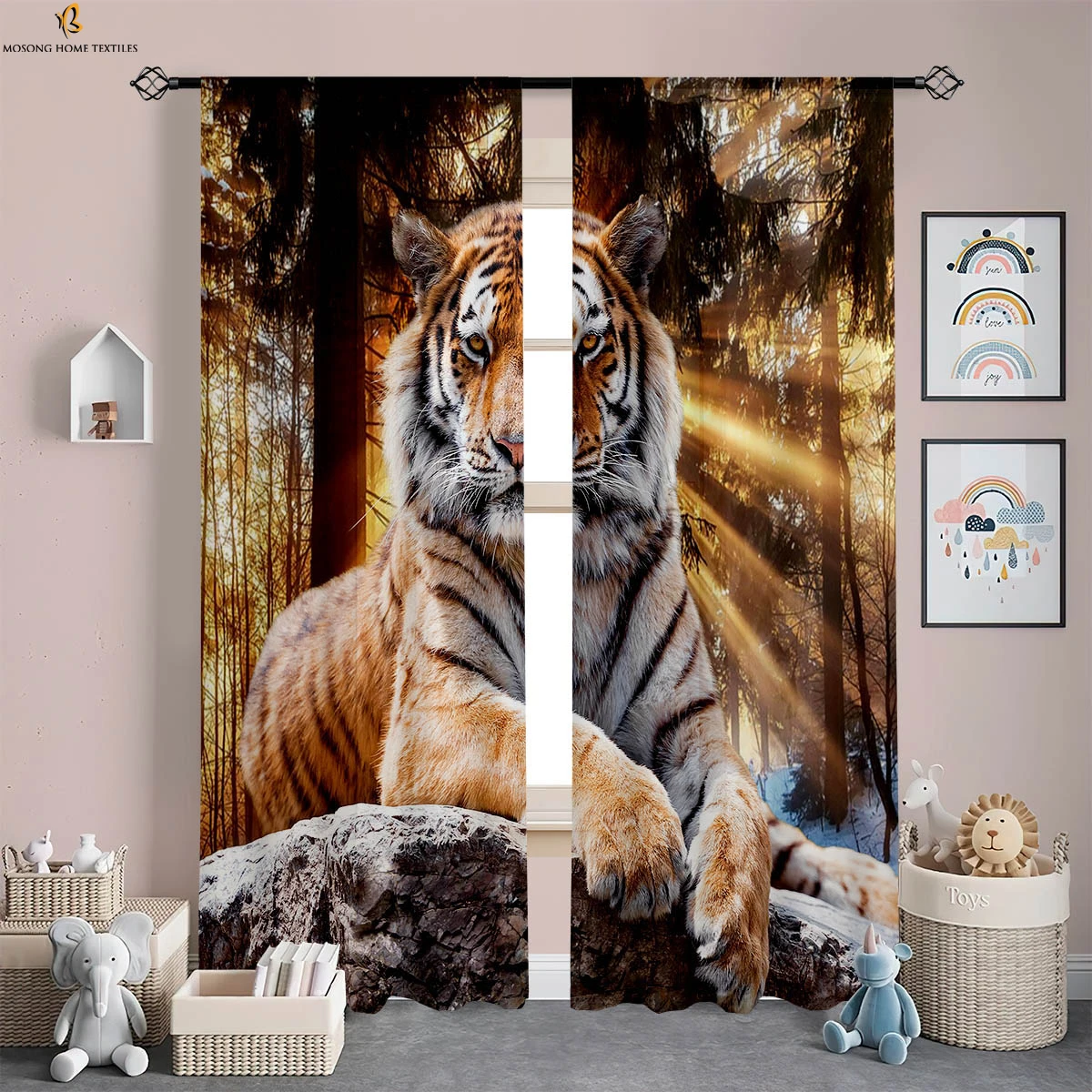 Tiger Lion Animal 3d Printing Curtains 100% Polyester Rod Pocket Curtains Living Room Study Kitchen Bedroom Decorative Curtains