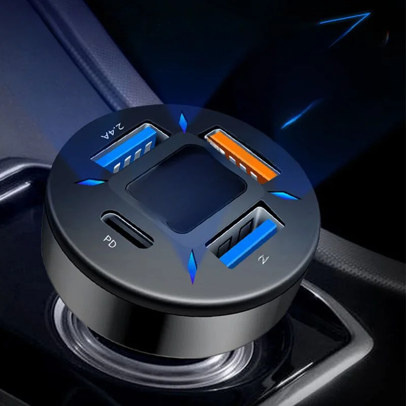 66W 4 Ports USB chargeur de voiture Charge rapide PD Charge rapide 3.0 USB C adaptateur de chargeur de téléphone de voiture pour iPhone 13 12 Xiaomi Samsung