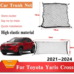 Car Trunk Net For Toyota Yaris Cross XP210 2021~2024 2023 Back Rear Trunk Organizer Elastic Luggage Bag Holder Pocket Accesories