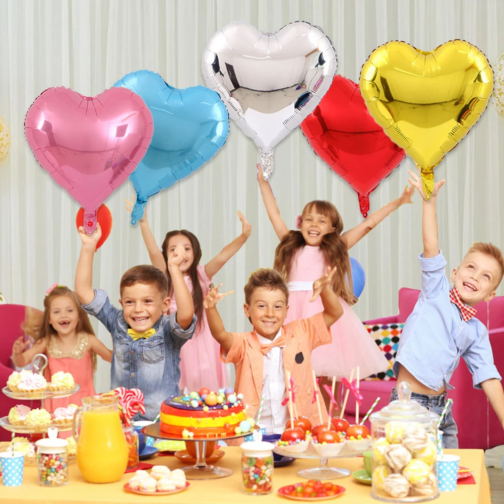 

18 inch Multicolor Heart Shaped Balloons Foil Mylar Balloon for Birthday Party Wedding Ceremony Baby Shower Decoration Supplies
