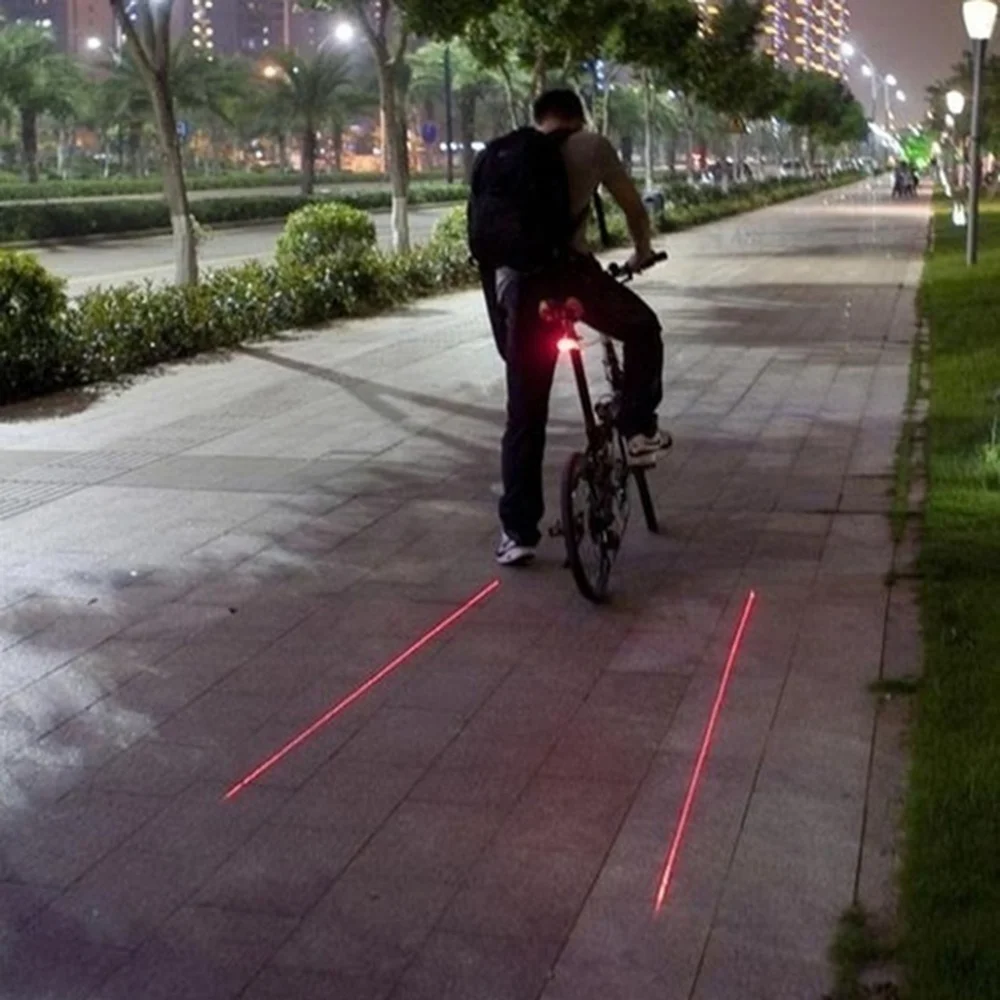 Bicycle 2 Laser Projector Red Lamp Beam and 3 LED Rear Tail Lights