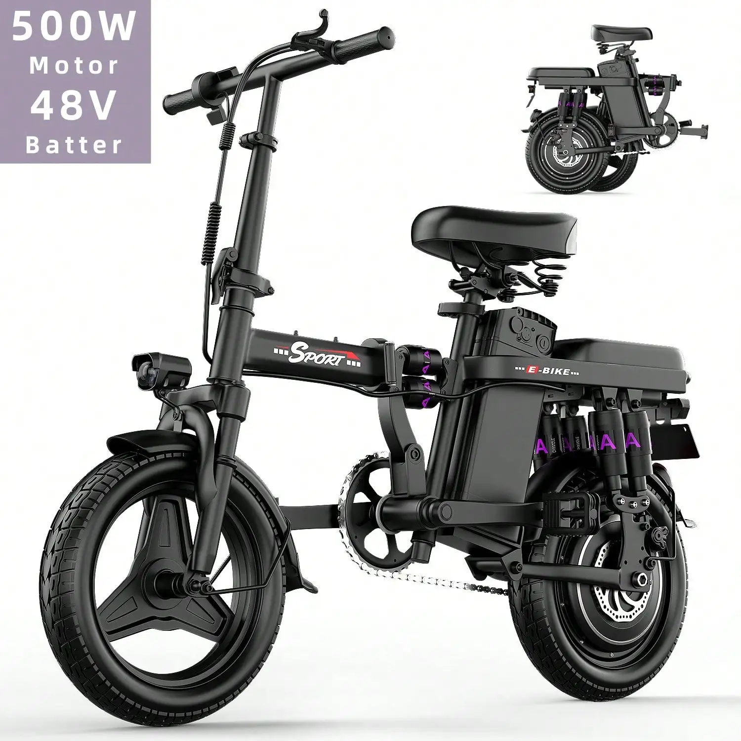 

Adult Electric Bicycle, 500W Motor, 48V15Ah Battery, Top Speed 20MPH, Powerful and Stable for Climbing a 30° Slope.