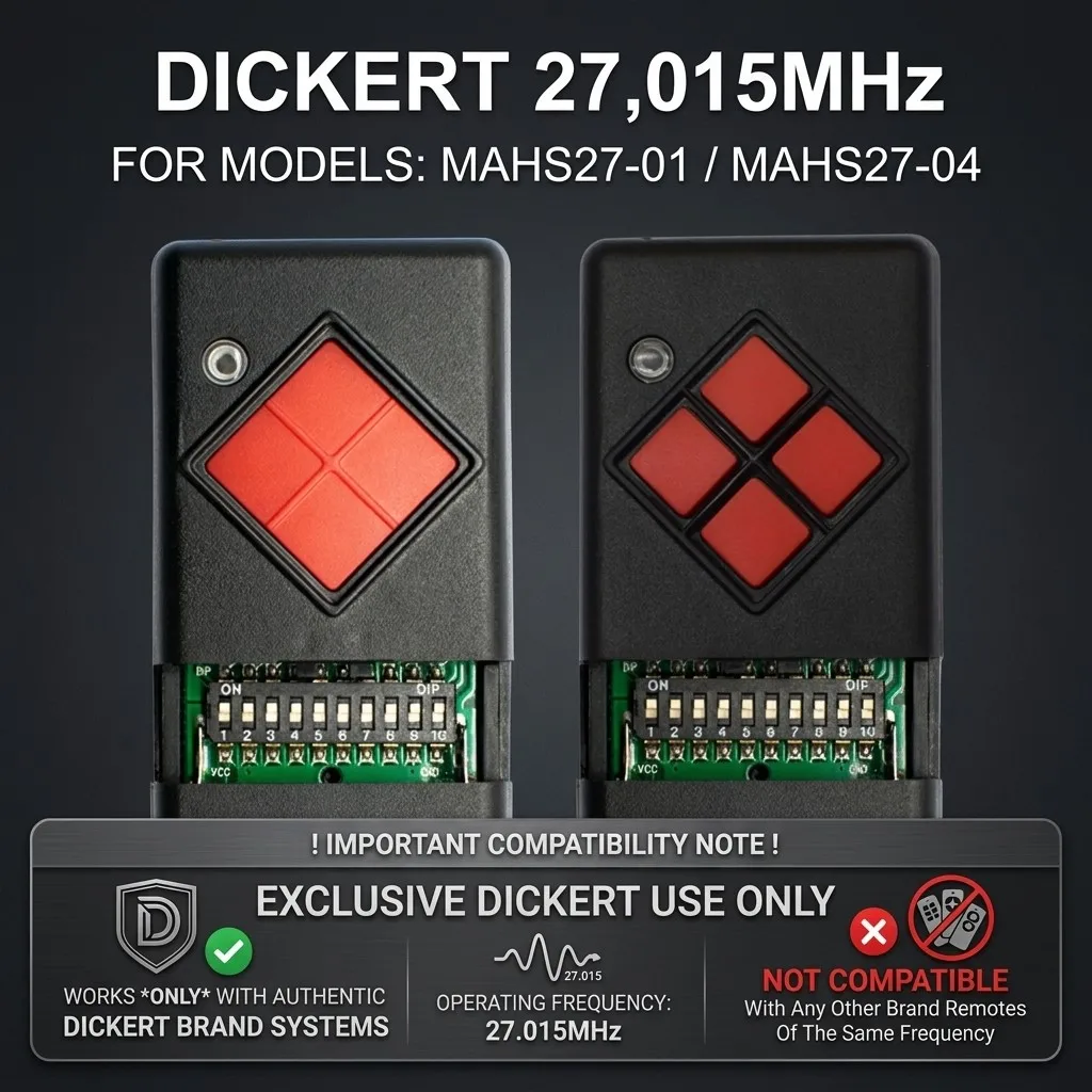 27.015 MHz AM Transmitter Only for Dickert MAHS27-01 MAHS27-04 Industrial Gate Fob Analog Code Remote for Old System Replacement