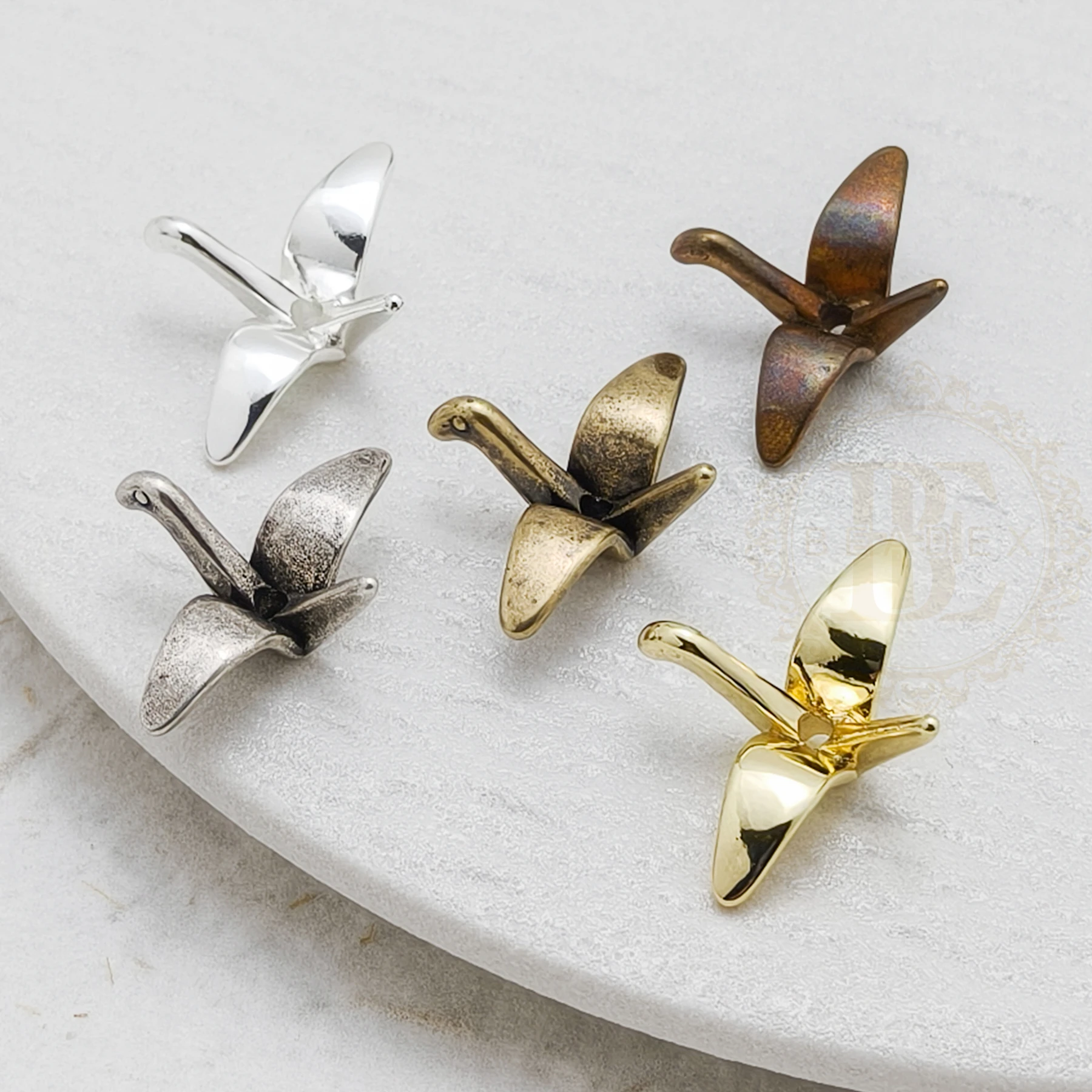 DIY Supply-One Piece Premium Plated Casted Brass Spacer - Origami Crane 19x23mm (4925C-5)
