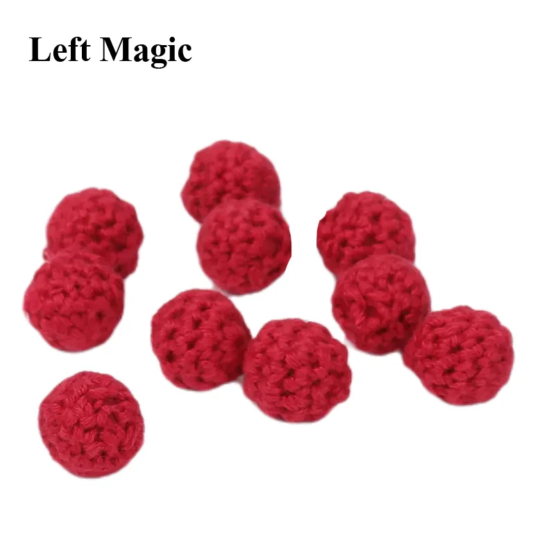 2 قطعة كرة كروشيه صغيرة (أحمر، 1.2 سم، 1 عادية و1 مغناطيسية) ملحقات سحرية للأكواب والكرات وكوب القطع خدع سحرية للتحايل Pro