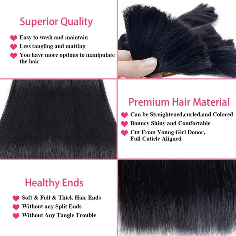 مستقيم جديلة حزم الشعر البشري السائبة للتضفير 100% الشعر البشري 1/2/3 حزم لا لحمة ريمي وصلات شعر بشرية للنساء #3