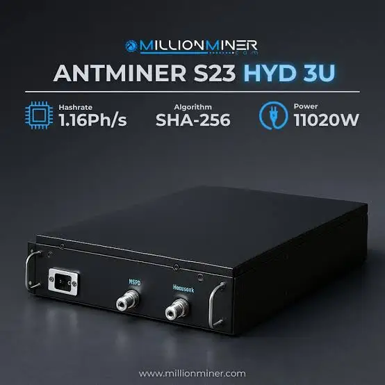 A. ORDER 5 PAY FOR 3 New Bitmain Antminer S23 Hyd 3U Hydro Cooling Bitcoin Miner Crypto Miner BTC Water Cooler 3U 1.16P 9.5J/T