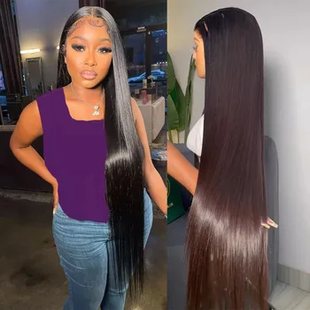 30 40 pulgadas HD peluca de encaje 13x6 cabello humano hueso recto pelucas delanteras de encaje cabello humano brasileño 5x5 HD peluca con cierre de encaje para mujeres venta