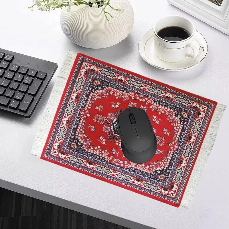 Persian carpet Woven flower small coaster wholesale merchants cheap mouse pad desk mat retro style rubber non-slip computer mats