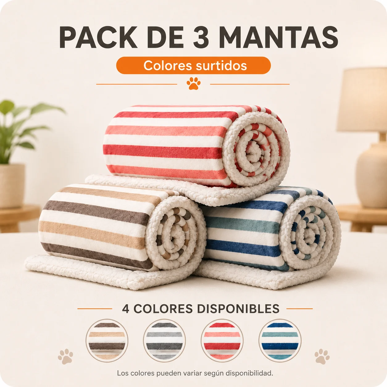 Pack de 3 Mantas para Mascotas 70 x 95 cm, Color Aleatorio, Manta Suave y Cálida para Perros y Gatos, Multiusos para Sofá, Cama, Coche y Transportín, Lavable a Máquina, 100% Poliéster