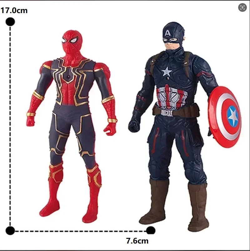 17 Cm Children Toys Marvel Anime Figures Spiderman Hulk Action Figure Iron Man Cartoon Kids Toy Christmas Gift Glow Doll Hobbies