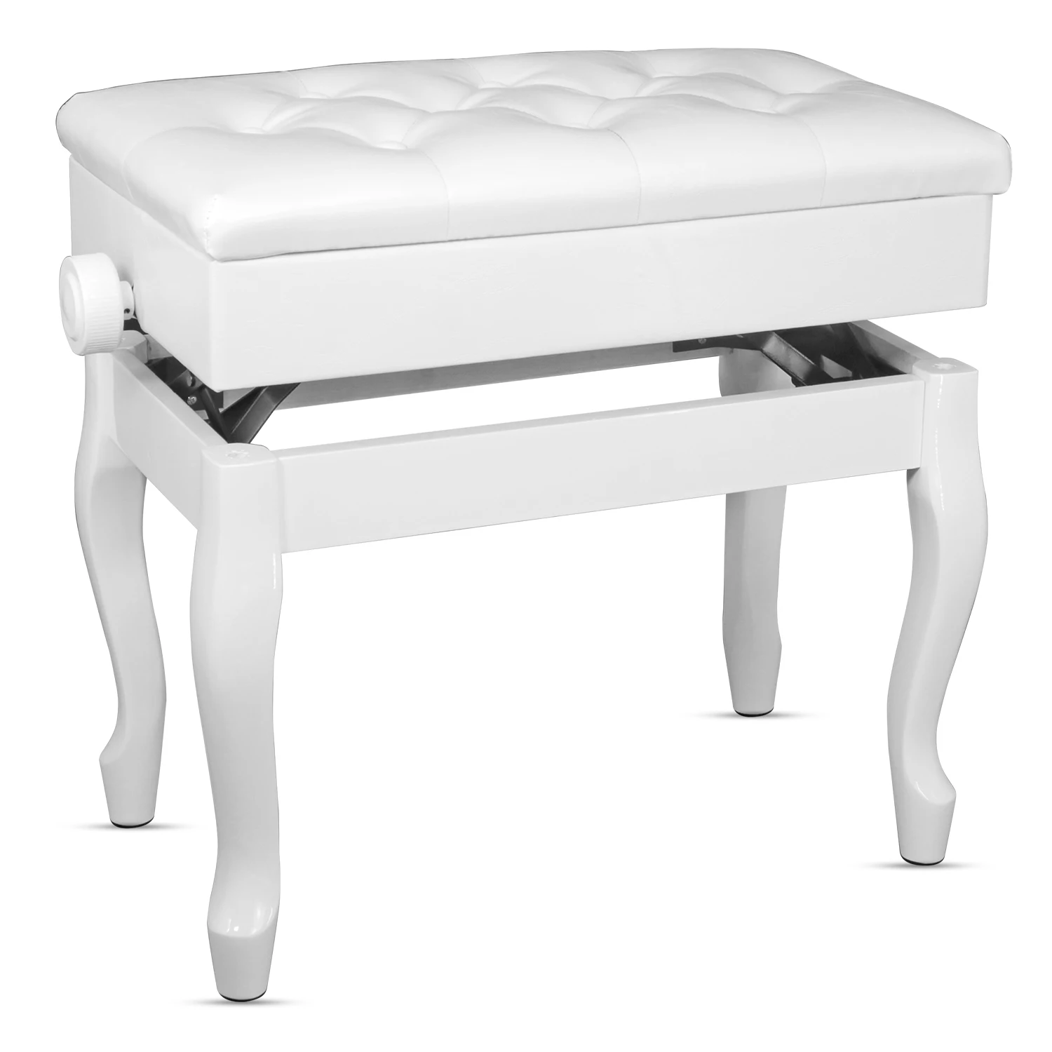 

5 Core Piano Bench with Storage Wooden Adjustable Keyboard Stool Heavy Duty Padded Cushioned Seat PNB WD HD WH