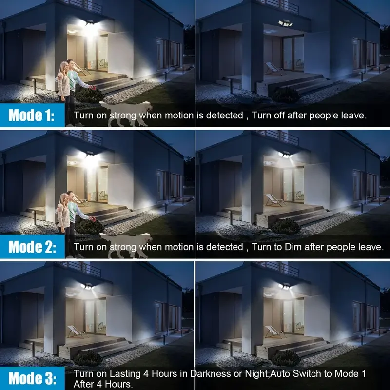 2 قطعة أضواء الشمسية 179 LED تعمل بالطاقة الشمسية الجدار مصباح مع جهاز التحكم عن بعد محس حركة في الهواء الطلق ضوء أمان مقاوم للماء للحديقة