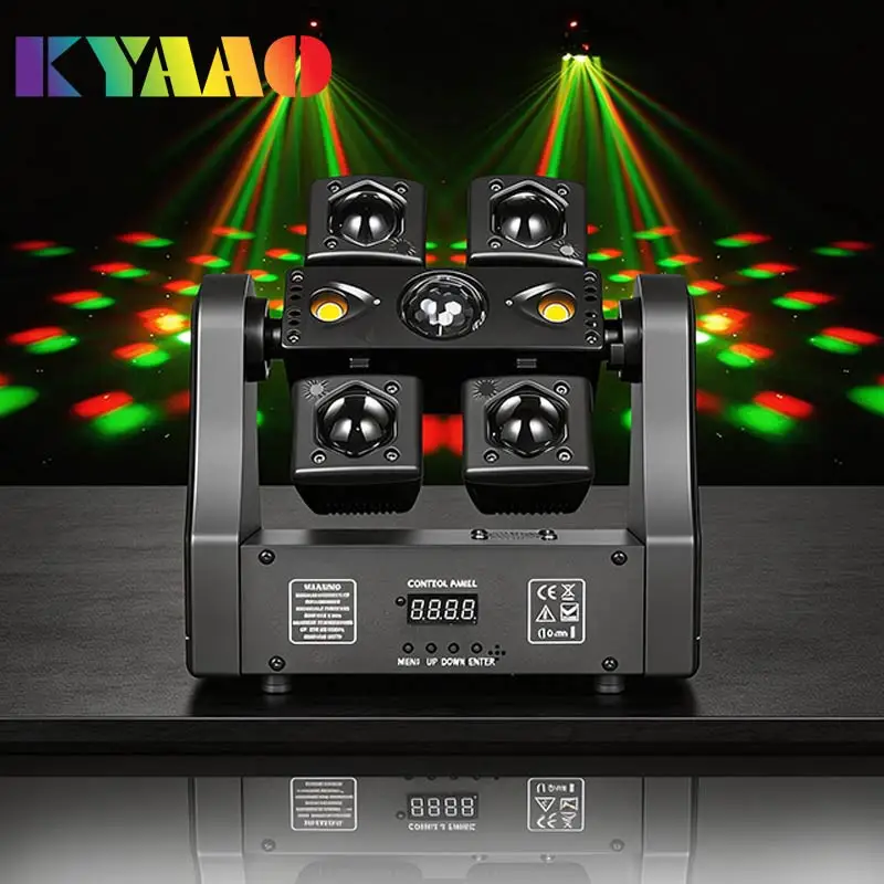 

Светодиодный вращающийся прожектор 4-в-1 мощностью 100 Вт с красным и зеленым лазером, стробоскопом, DMX512, звуковой активацией для дискотек, DJ-вечеринок, клубов, свадеб и баров