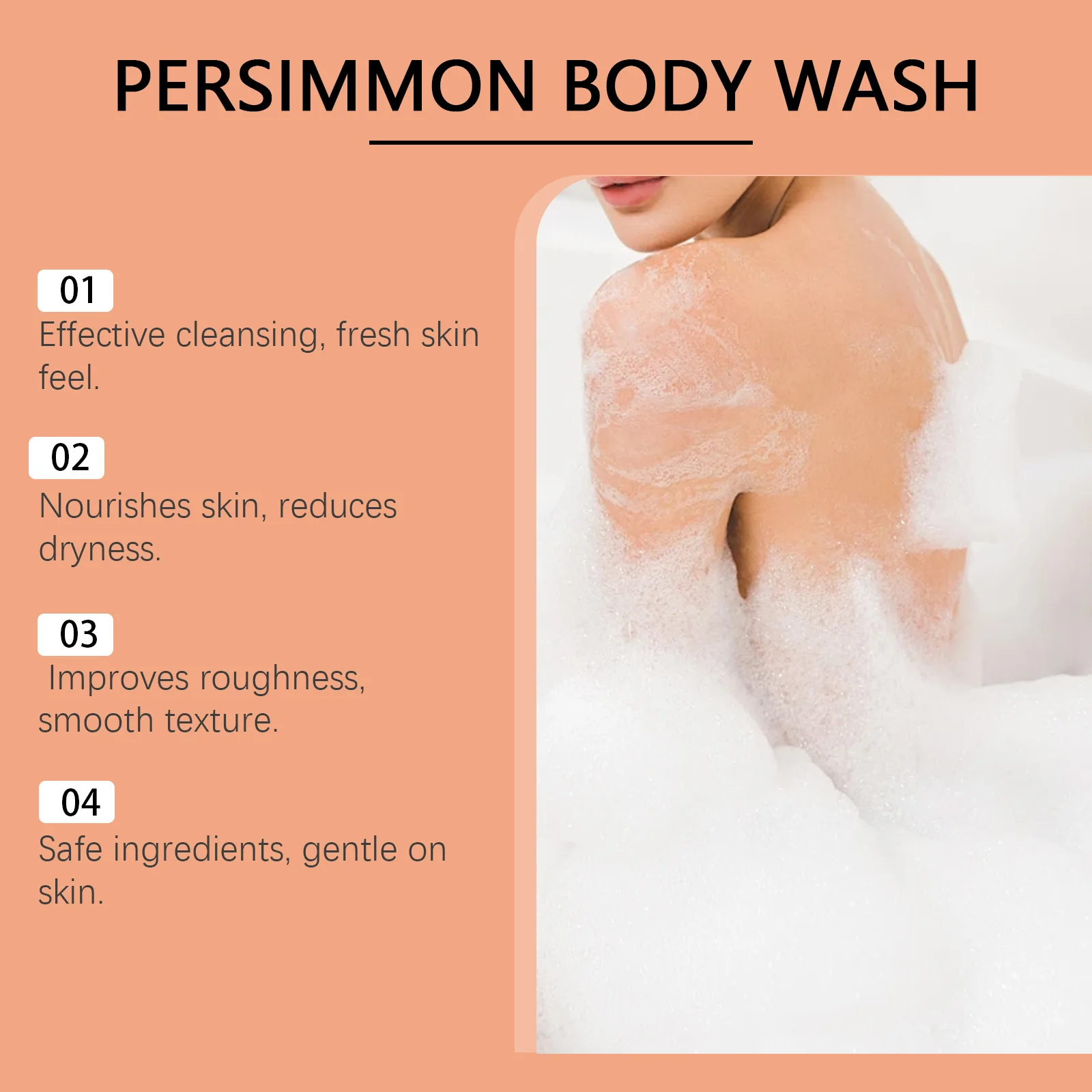 Persimmon Body Wash Deodorizing Shower Gel Refreshing Deep Cleansing Moisturizing Smooth Skin Odor Remover Bath Product