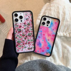 Wildflower Strawberry Flower case for iPhone 17 12 13 Pro 14 plus 15 16 plus 17 Pro 16 Pro Max Cute Glitzy Star bottom cover