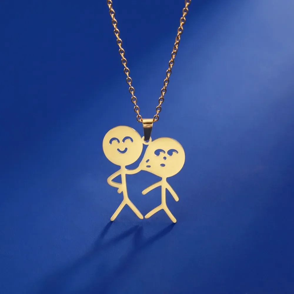 COOLTIME Lustige Mittelfinger Stickman Halskette Edelstahl Hip Hop Doodle Anhänger Halskette für Frauen Männer Punk Schmuck Geschenk – Detail 22